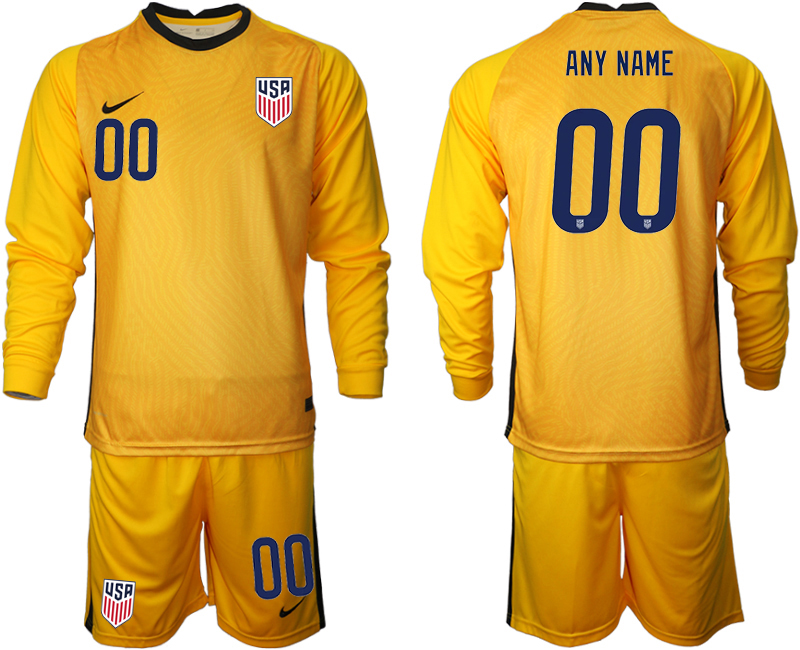 Men 2020-2021 Season National team United States goalkeeper Long sleeve yellow customized Soccer Jersey->united states jersey->Soccer Country Jersey